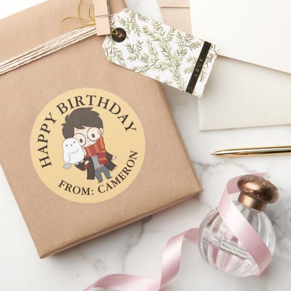 Chibi_HARRY_POTTER™_&_Hedwig___Happy_Birthday_Classic_Round_Sticker_5 Chibi HARRY POTTER™ Hedwig Happy Birthday Classic Round Sticker