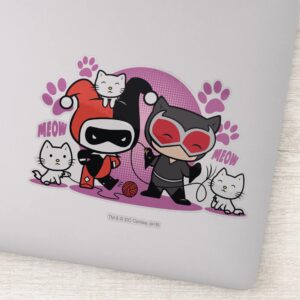 Chibi Harley Quinn Chibi Catwoman With Cats Sticker