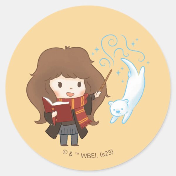 Chibi_Hermione_Granger_Patronus_Classic_Round_Sticker_1 Chibi Hermione Granger Patronus Classic Round Sticker
