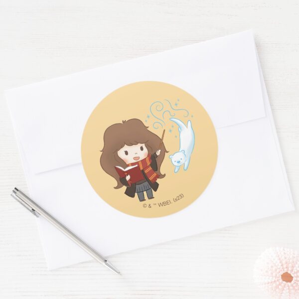 Chibi_Hermione_Granger_Patronus_Classic_Round_Sticker_3 Chibi Hermione Granger Patronus Classic Round Sticker