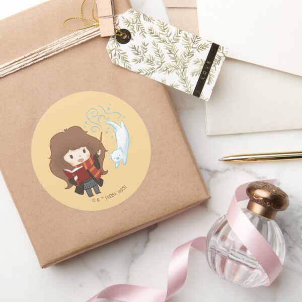 Chibi_Hermione_Granger_Patronus_Classic_Round_Sticker_5 Chibi Hermione Granger Patronus Classic Round Sticker