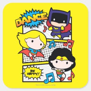 Chibi Heroes Dancing Square Sticker