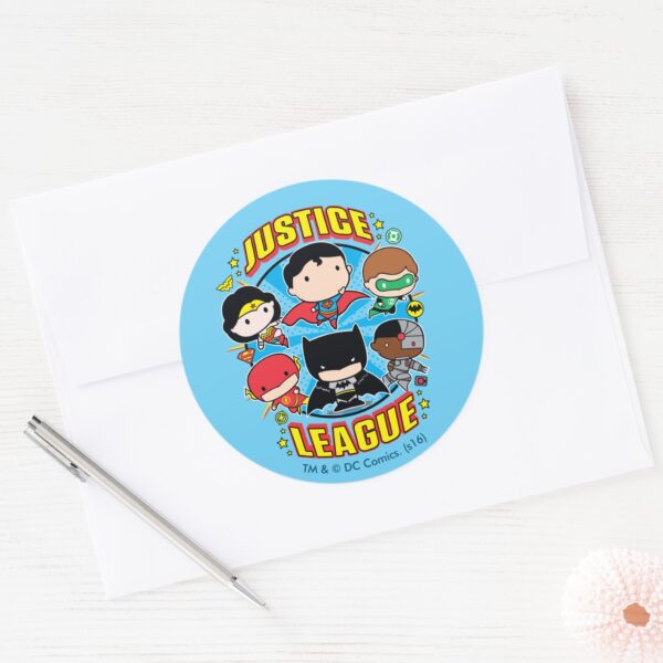 Chibi_Justice_League_Group_Classic_Round_Sticker_3 Chibi Justice League Group Classic Round Sticker