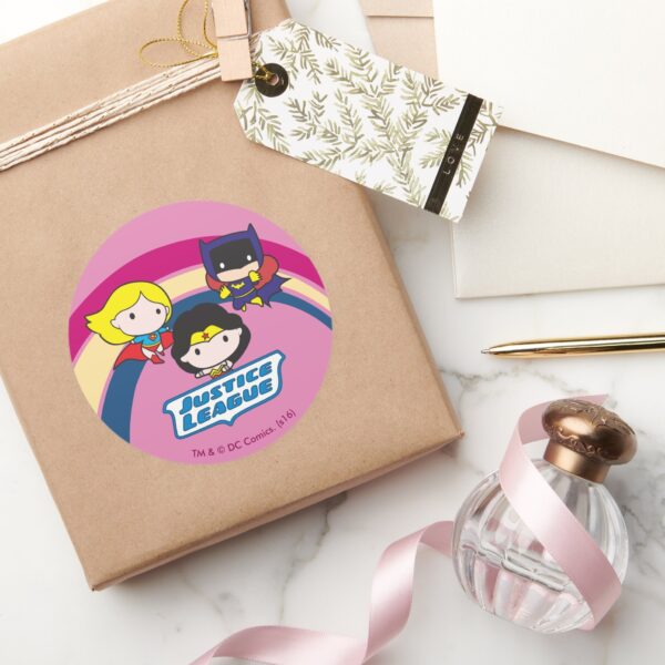 Chibi_Justice_League_Rainbow_Classic_Round_Sticker_5 Chibi Justice League Rainbow Classic Round Sticker