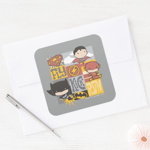 Chibi_Justice_League___Fly,_Kick,_Run_Square_Sticker_3 Chibi Justice League Fly Kick Run Square Sticker