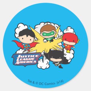 Chibi_Justice_League_of_America_Explosion_Classic_Round_Sticker_1 Chibi Justice League Of America Explosion Classic Round Sticker