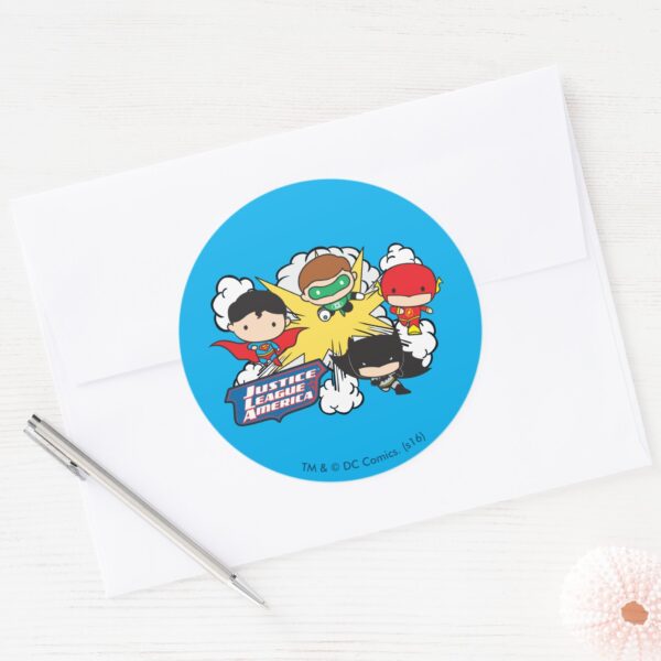 Chibi_Justice_League_of_America_Explosion_Classic_Round_Sticker_3 Chibi Justice League Of America Explosion Classic Round Sticker