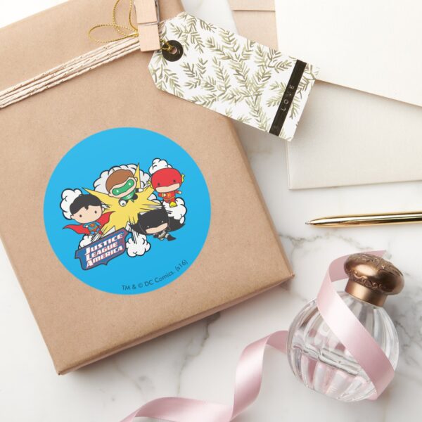 Chibi_Justice_League_of_America_Explosion_Classic_Round_Sticker_5 Chibi Justice League Of America Explosion Classic Round Sticker