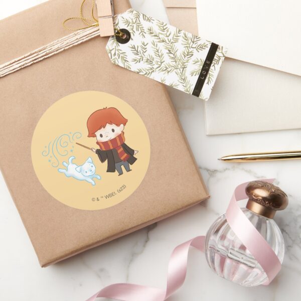 Chibi_Ron_Weasley_Patronus_Classic_Round_Sticker_5 Chibi Ron Weasley Patronus Classic Round Sticker