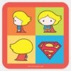 Chibi Supergirl Character Turnaround Square Sticker