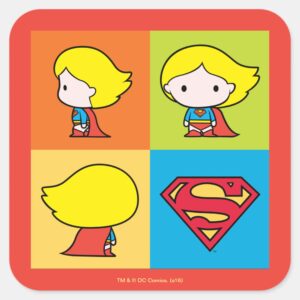 Chibi Supergirl Character Turnaround Square Sticker