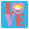 Chibi_Supergirl_LOVE_Square_Sticker_1 Chibi Supergirl LOVE Square Sticker
