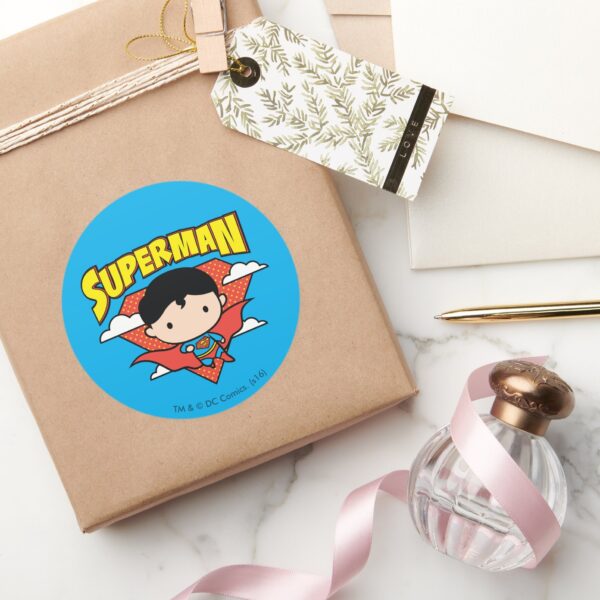 Chibi Superman Polka Dot Shield And Name Classic Round Sticker
