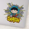 Chibi Superman Smashing Through Brick Wall Sticker