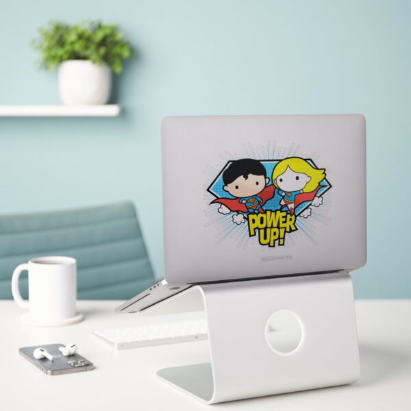 Chibi Superman Chibi Supergirl Power Up Sticker