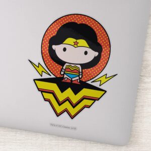 Chibi Wonder Woman With Polka Dots And Logo Sticker