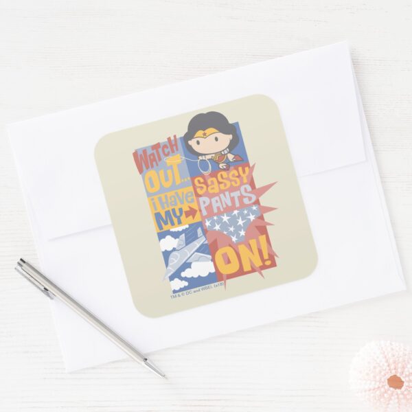 Chibi Wonder Woman I Have My Sassy Pants On Square Sticker