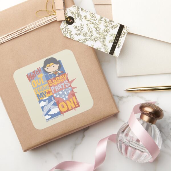Chibi Wonder Woman I Have My Sassy Pants On Square Sticker