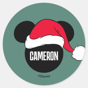 Christmas_Mickey_Mouse_Santa_Icon___Add_Your_Name_Classic_Round_Sticker_1 Christmas Mickey Mouse Santa Icon Add Your Name Classic Round Sticker