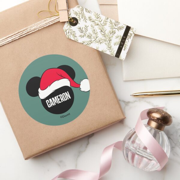 Christmas_Mickey_Mouse_Santa_Icon___Add_Your_Name_Classic_Round_Sticker_5 Christmas Mickey Mouse Santa Icon Add Your Name Classic Round Sticker