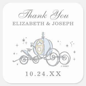 Cinderella_Carriage___Fairytale_Wedding_Thank_You_Square_Sticker_1 Cinderella Carriage Fairytale Wedding Thank You Square Sticker