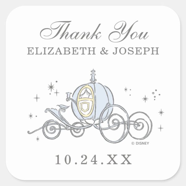 Cinderella_Carriage___Fairytale_Wedding_Thank_You_Square_Sticker_1 Cinderella Carriage Fairytale Wedding Thank You Square Sticker