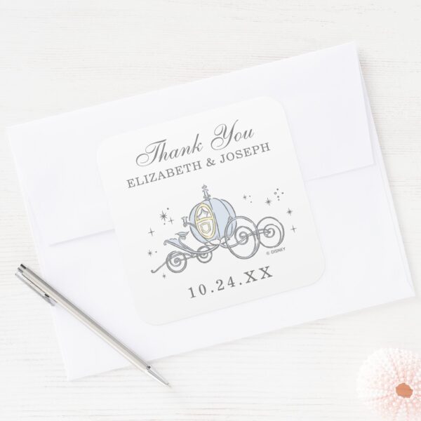 Cinderella_Carriage___Fairytale_Wedding_Thank_You_Square_Sticker_3 Cinderella Carriage Fairytale Wedding Thank You Square Sticker