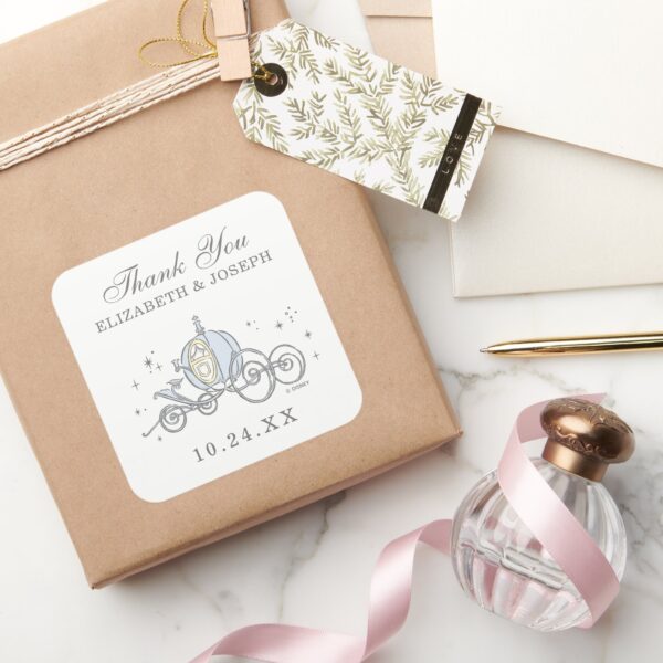 Cinderella_Carriage___Fairytale_Wedding_Thank_You_Square_Sticker_5 Cinderella Carriage Fairytale Wedding Thank You Square Sticker