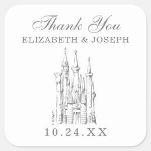 Cinderella Castle Fairytale Wedding Thank You Square Sticker
