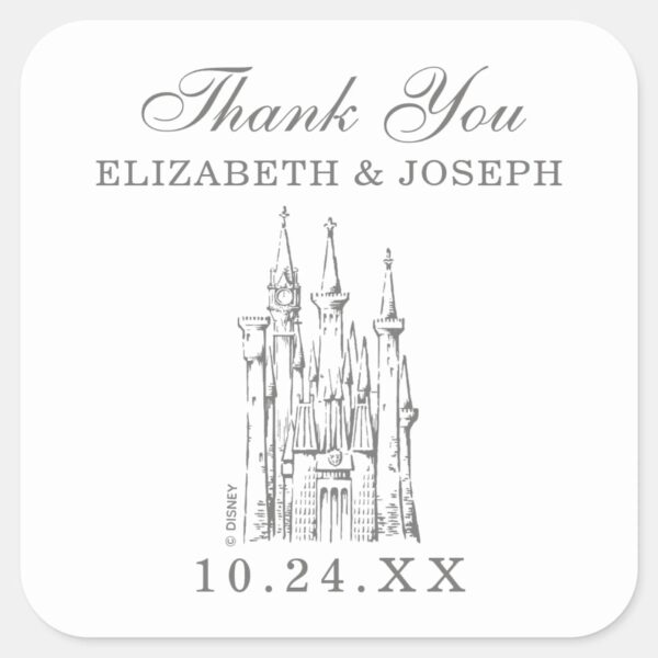 Cinderella_Castle___Fairytale_Wedding_Thank_You_Square_Sticker_2 Cinderella Castle Fairytale Wedding Thank You Square Sticker