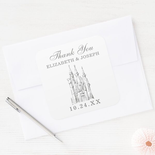 Cinderella_Castle___Fairytale_Wedding_Thank_You_Square_Sticker_4 Cinderella Castle Fairytale Wedding Thank You Square Sticker