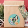 Cinderella,_Mulan,_&_Belle_Floral_Illustration_Classic_Round_Sticker_5 Cinderella Mulan Belle Floral Illustration Classic Round Sticker