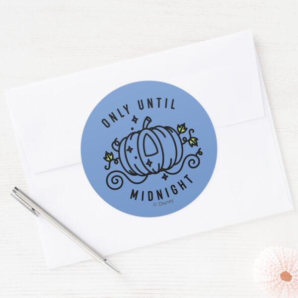 Cinderella_Pumpkin_Carriage__Only_Until_Midnight__Classic_Round_Sticker_3 Cinderella Pumpkin Carriage Only Until Midnight Classic Round Sticker