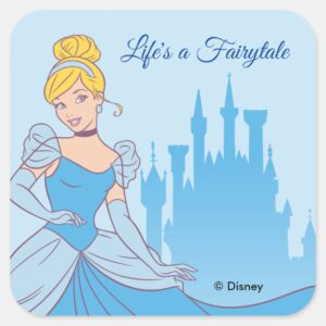 Cinderella_&_Castle_Graphic_Square_Sticker_1 Cinderella Castle Graphic Square Sticker