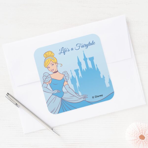 Cinderella_&_Castle_Graphic_Square_Sticker_3 Cinderella Castle Graphic Square Sticker