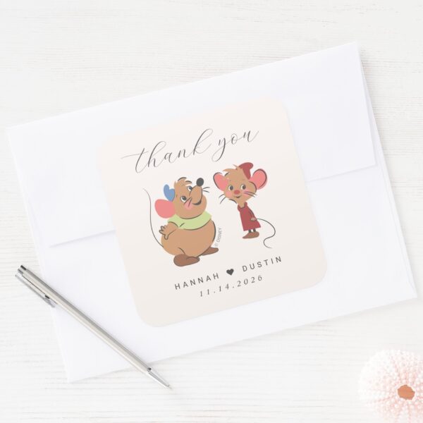 Cinderella_&_Prince_Charming_Wedding_Thank_You_Square_Sticker_4 Cinderella Prince Charming Wedding Thank You Square Sticker