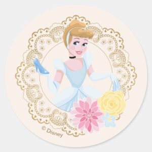 Cinderella___Floral_Gold_Confetti_Classic_Round_Sticker_2 Cinderella Floral Gold Confetti Classic Round Sticker