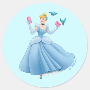 Cinderella And Birds Classic Round Sticker