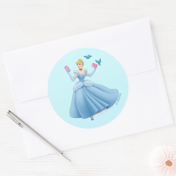 Cinderella_and_Birds_Classic_Round_Sticker_3 Cinderella And Birds Classic Round Sticker