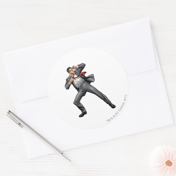 Clark_changes_into_Superman_Classic_Round_Sticker_3 Clark Changes Into Superman Classic Round Sticker