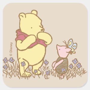 ClassicWinnie_the_Pooh___Pooh_and_Piglet_in_Field_Square_Sticker_1 ClassicWinnie The Pooh Pooh And Piglet In Field Square Sticker