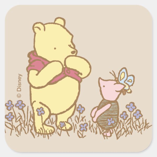 ClassicWinnie_the_Pooh___Pooh_and_Piglet_in_Field_Square_Sticker_1 ClassicWinnie The Pooh Pooh And Piglet In Field Square Sticker