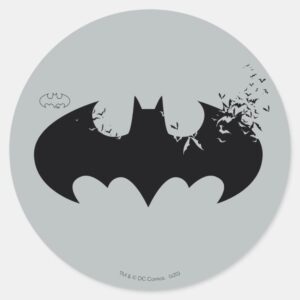 Classic Batman Logo Dissolving Into Bats Classic Round Sticker