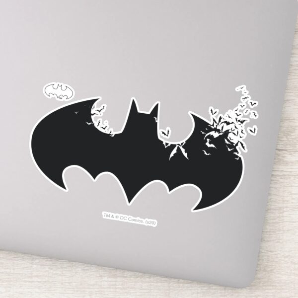 Classic_Batman_Logo_Dissolving_Into_Bats_Sticker_1 Classic Batman Logo Dissolving Into Bats Sticker