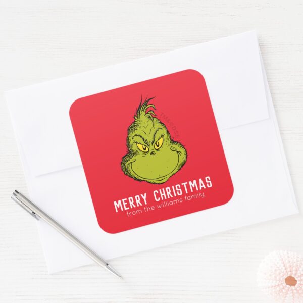 Classic_Grinch___Christmas_-_Personalized_Square_Sticker_4 Classic Grinch Christmas Personalized Square Sticker