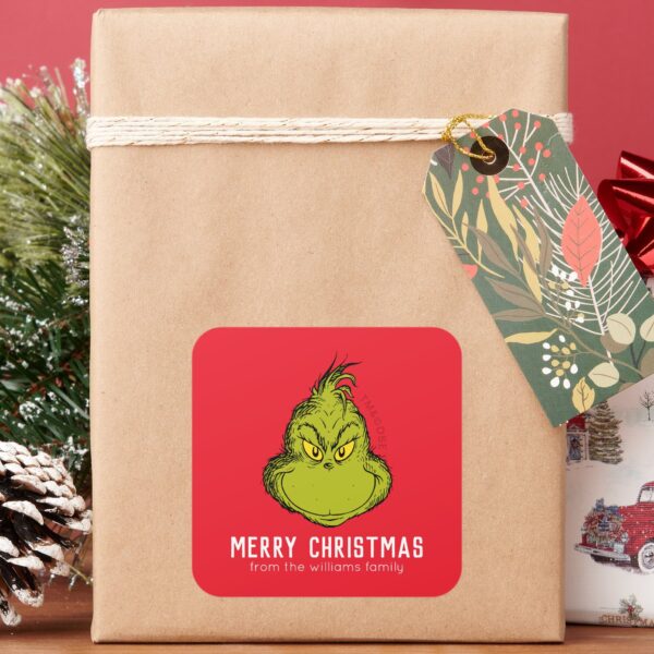 Classic_Grinch___Christmas_-_Personalized_Square_Sticker_7 Classic Grinch Christmas Personalized Square Sticker