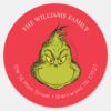 Classic_Grinch___Christmas_Address_Classic_Round_Sticker_1 Classic Grinch Christmas Address Classic Round Sticker