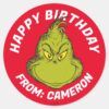 Classic_Grinch___Happy_Birthday_Classic_Round_Sticker_1 Classic Grinch Happy Birthday Classic Round Sticker