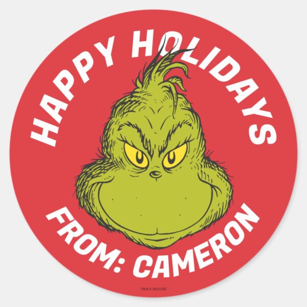 Classic_Grinch___Merry_Christmas_Classic_Round_Sticker_1 Classic Grinch Merry Christmas Classic Round Sticker