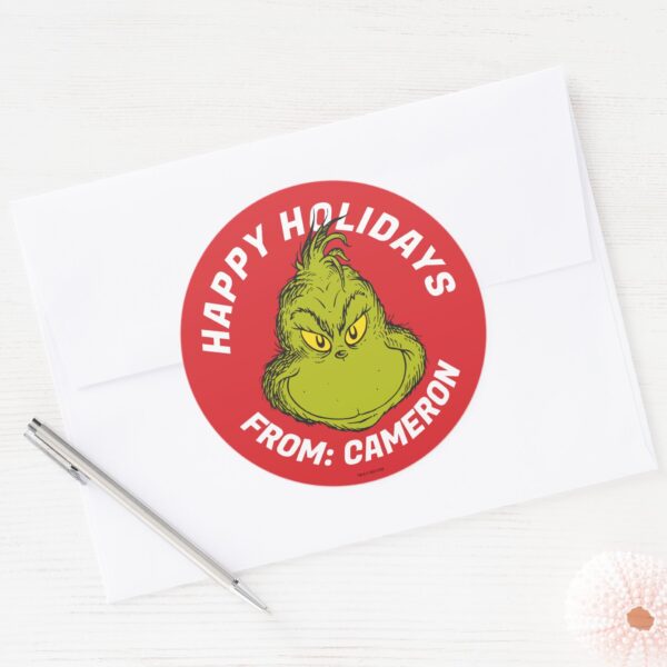 Classic_Grinch___Merry_Christmas_Classic_Round_Sticker_3 Classic Grinch Merry Christmas Classic Round Sticker